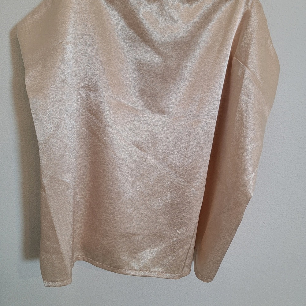 Vintage 90s Laurence Miller Satin Top Made in USA Sz 14 Champagne Cami Top Beige - Picture 4 of 9